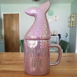 Rae Dunn "Mermaid Hair Don't Care" mug with mermaid tail lid🧜‍♀️